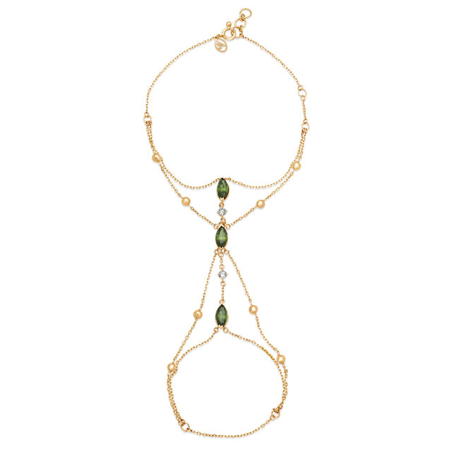 14KT Yellow Gold Dewy Happiness Haathphool,,hi-res image number null
