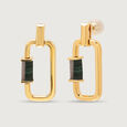 Angular Allure Malachite 18 KT Stud Earring,,hi-res view 5