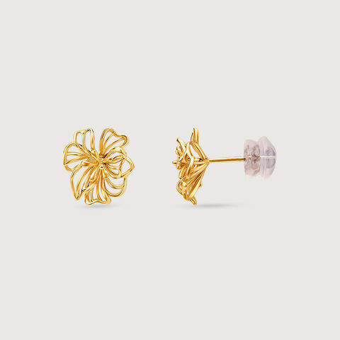 Floral Doodle Gold Stud Earrings