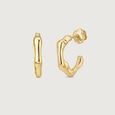 Organic Sculpt Gold Hoop Earrings,,hi-res view 5