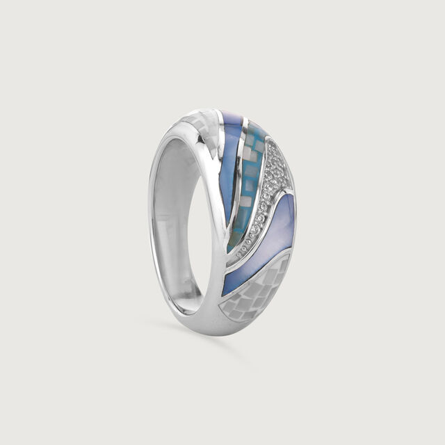 Mother of Pearl Wave Silver Ring,,hi-res image number null
