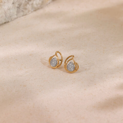 Opulent Fluid Diamond Platinum Gold Stud Earrings