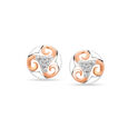 14KT White Rose Trinity Of Luck Stud Diamond Earrings,,hi-res view 1