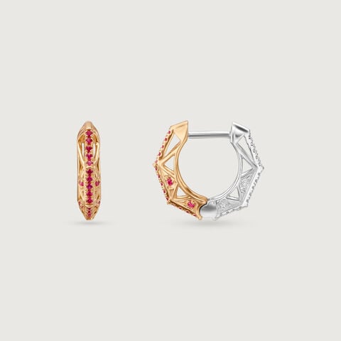 Dual Radiance Ruby & Diamond Hoop Earrings