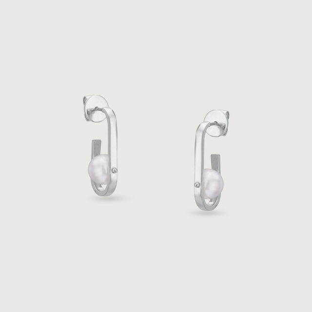Playful Loop Silver Hoop Earrings,,hi-res image number null