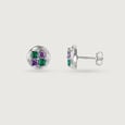 Geometric Emerald Enigma Silver Stud Earrings,,hi-res view 3