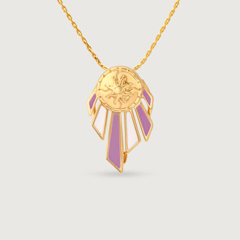 Luminous Enamel Gold Brooch Pendant