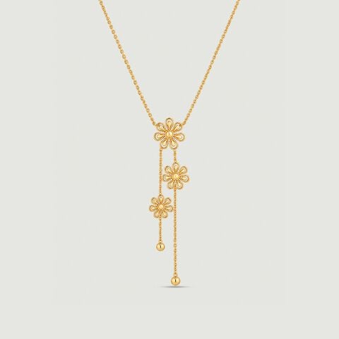 Radiant Floral Gold Lariat Necklace