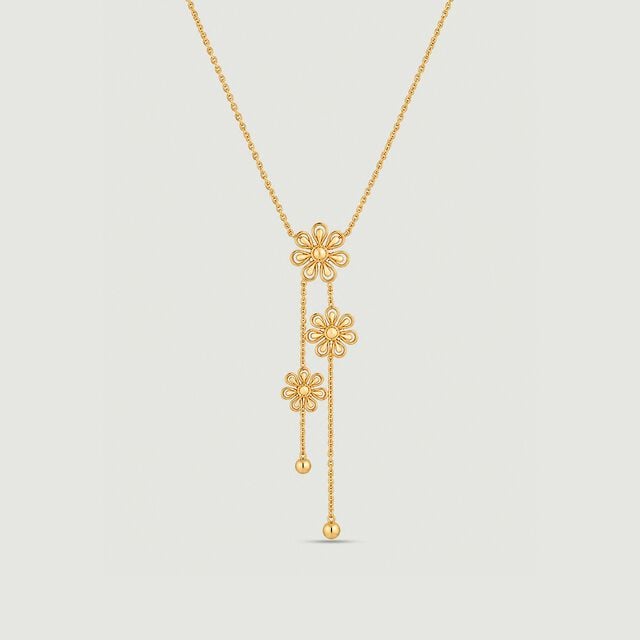 Radiant Floral Gold Lariat Necklace,,hi-res image number null