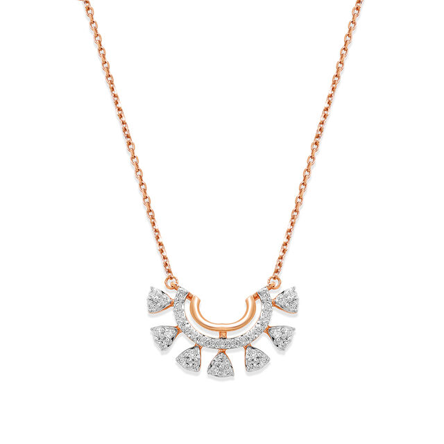 14KT Rose Gold Curved to Perfection Diamond Pendant with Chain,,hi-res image number null