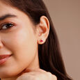 Modern Refined Ruby Gold Stud Earrings,,hi-res view 2