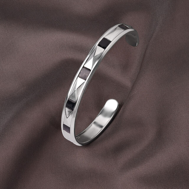 Faceted Edge Silver Kada,,hi-res image number null