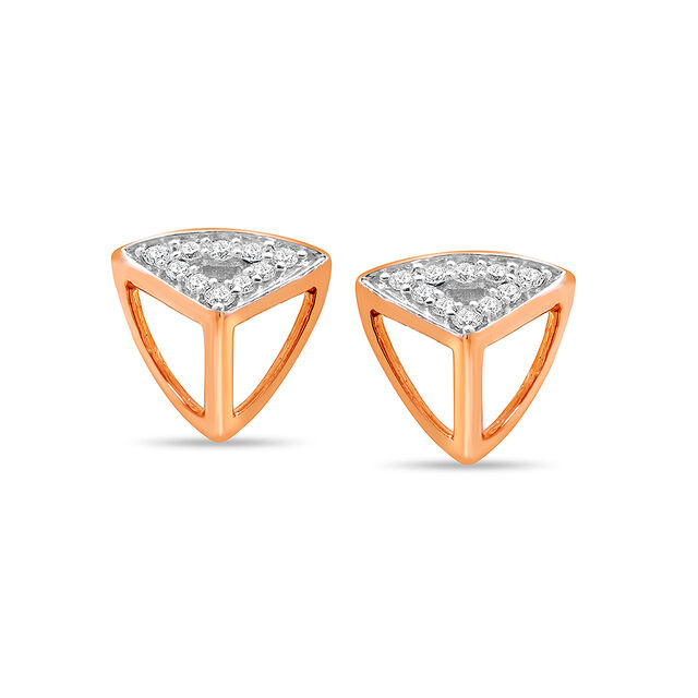 14kt White And Rose Gold Diamond Stud Earrings,,hi-res image number null