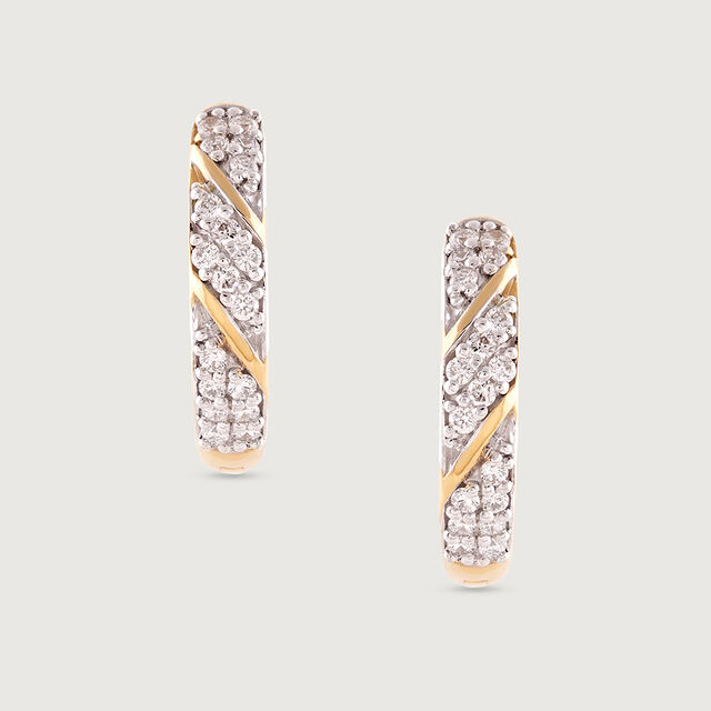 Refined Luxe Gold & Diamond Hoop Earrings,,hi-res image number null