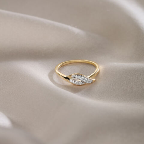 Wavelit Leaves 14 Kt Gold & Diamond Ring