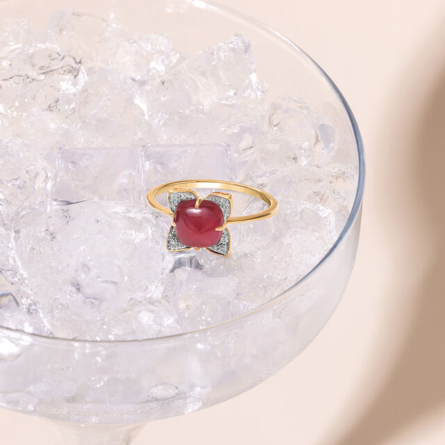 Scarlet Blooms Ruby & Diamond 14KT Finger Ring,,hi-res image number null