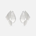 Frosted Petal Silver Studs Earrings,,hi-res view 3
