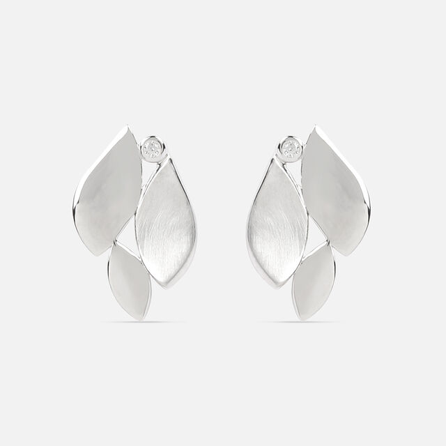Frosted Petal Silver Studs Earrings,,hi-res image number null