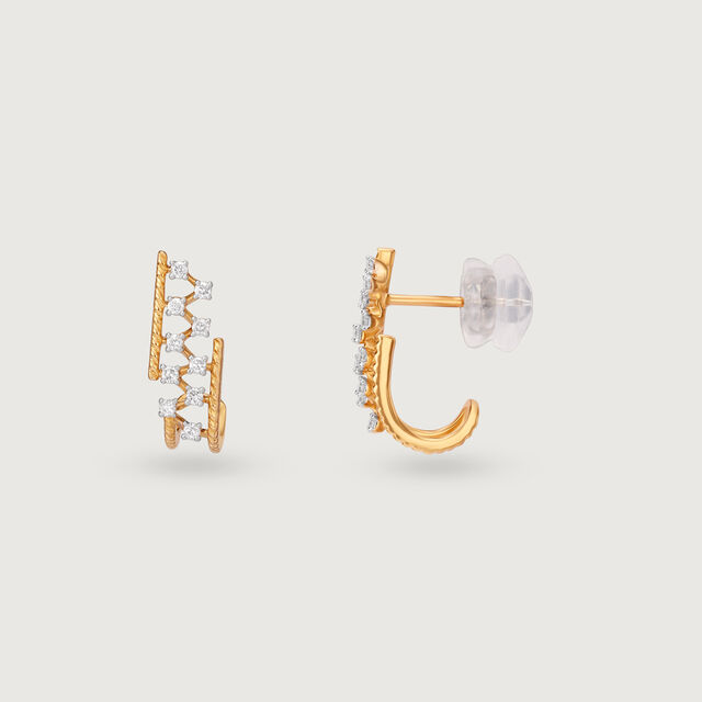 Lattice Cascade Gold & Diamond Stud Earrings,,hi-res image number null
