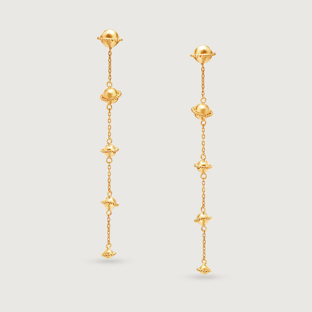Pretty Cosmic Splendour 18KT Modular Planet Drop Earrings,,hi-res image number null