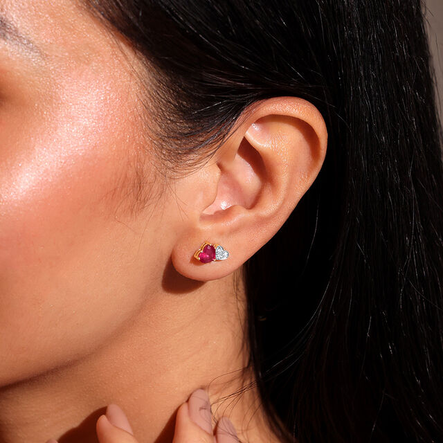 Scarlet Grace Ruby & Diamond Stud Earrings,,hi-res image number null