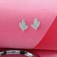 Shimmering Leaf Silver Studs Earrings,,hi-res view 1