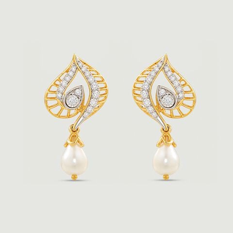 Radiant Diya Pearl Diamond Drop Earrings