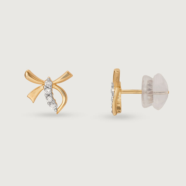 Bow Grace 14KT Gold & Diamond Stud Earrings,,hi-res image number null