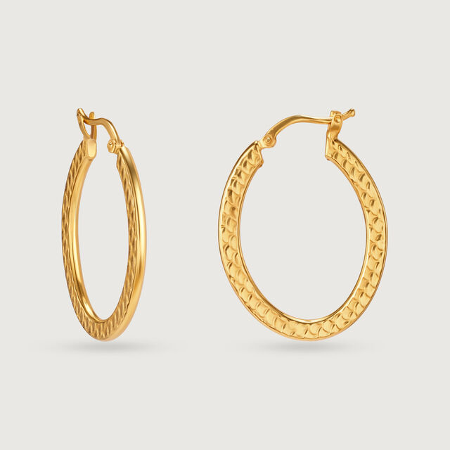 22KT Yellow Gold Stylish Classy Hoop Earrings,,hi-res view 4
