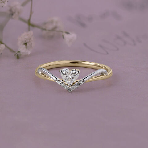 Celestial Heart 14 kt Gold & Diamond Finger Ring