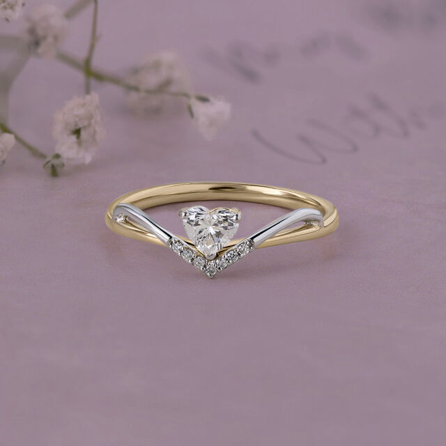 Celestial Heart 14 kt Gold & Diamond Finger Ring,,hi-res image number null