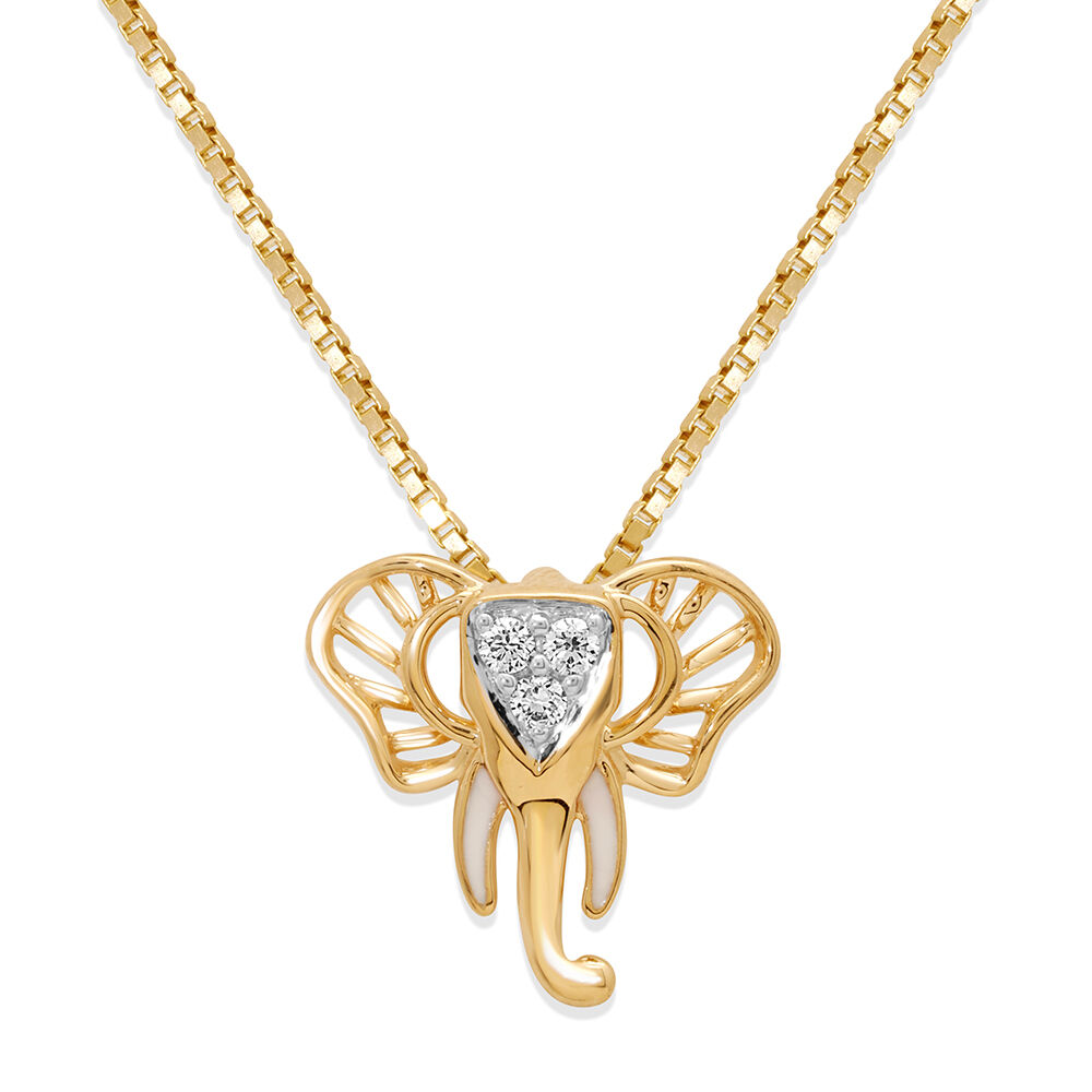 Buy 14KT Yellow Gold Lucky Trunk Diamond Pendant Online Mia by Tanishq