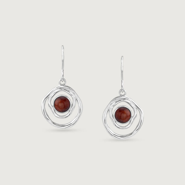 Earthy Waves Silver Hoop Earrings,,hi-res image number null