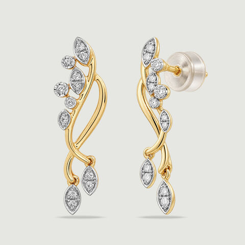 Serene Floating Diya Diamond Drop Earrings