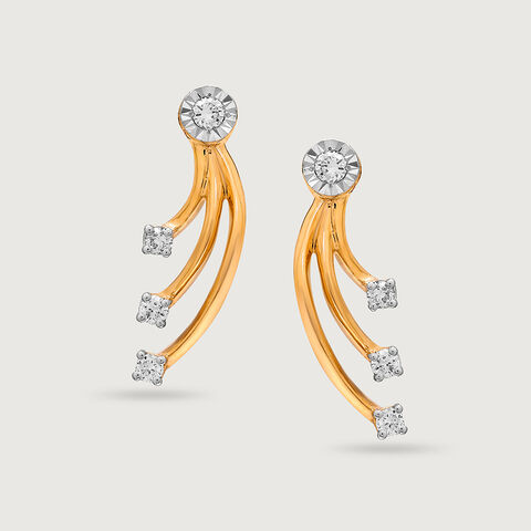 Cosmic Glam 14 Kt Gold and Diamond Stud Earrings