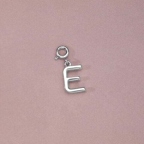 Elegant Initial E Silver Charm