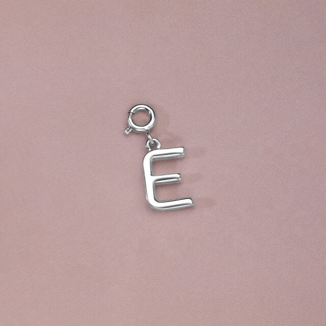 Elegant Initial E Silver Charm,,hi-res image number null