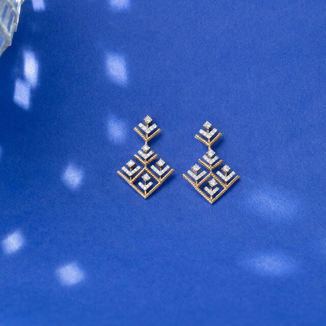 Filigree Fantasy Gold & Diamond Drop Earrings,,hi-res image number null