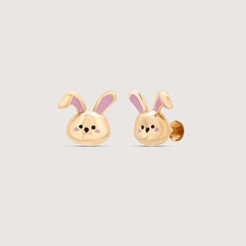 Snuggle Bunny Gold Stud Earrings