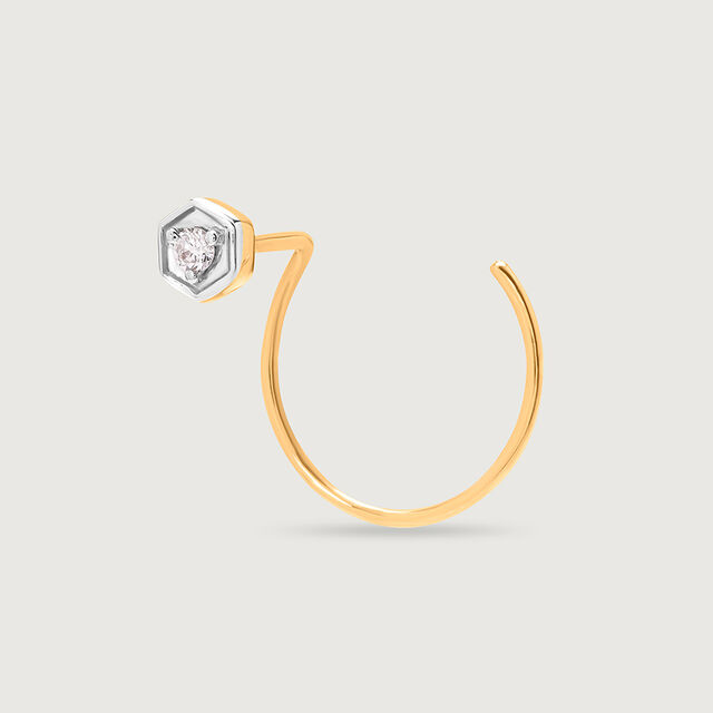 14KT Yellow Gold Diamond Nose Pin,,hi-res image number null