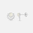 Lustrous Pearl Silver Stud Earrings,,hi-res view 4