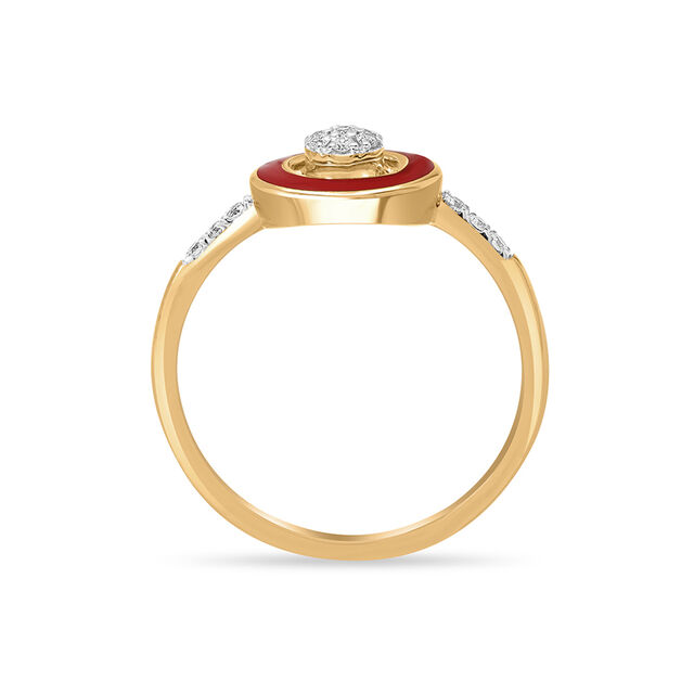 14 KT Yellow Gold Round Diamond Finger Ring,,hi-res view 4