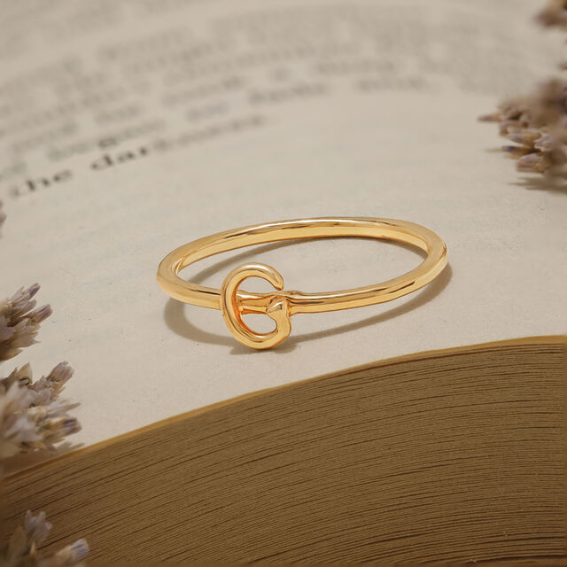 Letter G 14KT Yellow Gold Initial Ring,,hi-res view 1