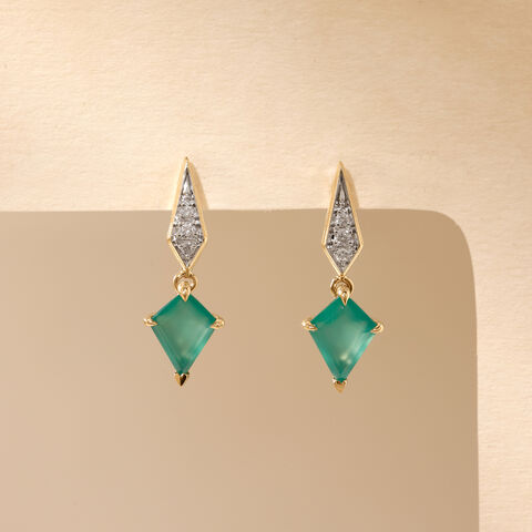 Bold Faceted Green Onyx Drop Earrings