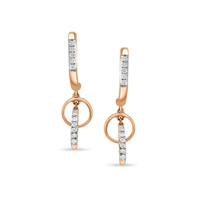 14 KT Attractive Rose Gold Diamond Drop Earrings,,hi-res view 1