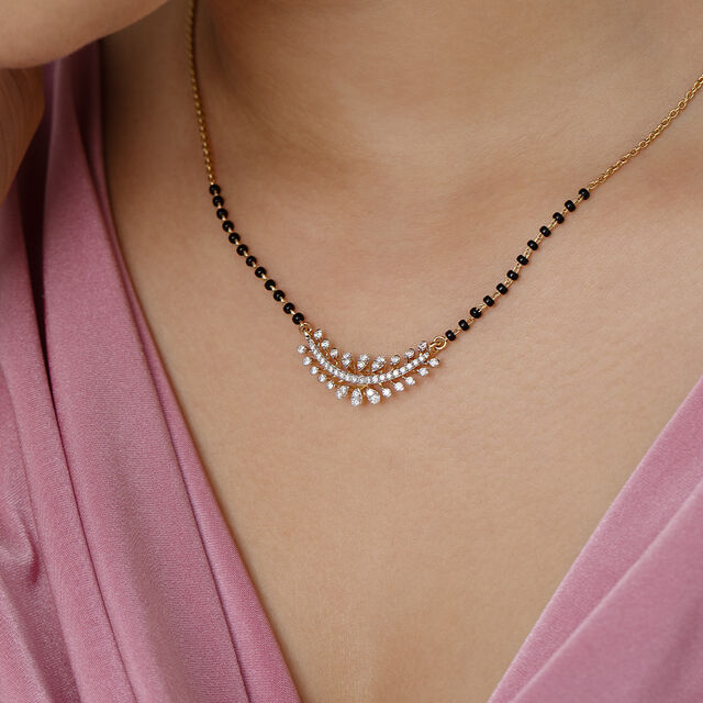Crescent Sparkle Gold and Diamond Mangalsutra,,hi-res image number null
