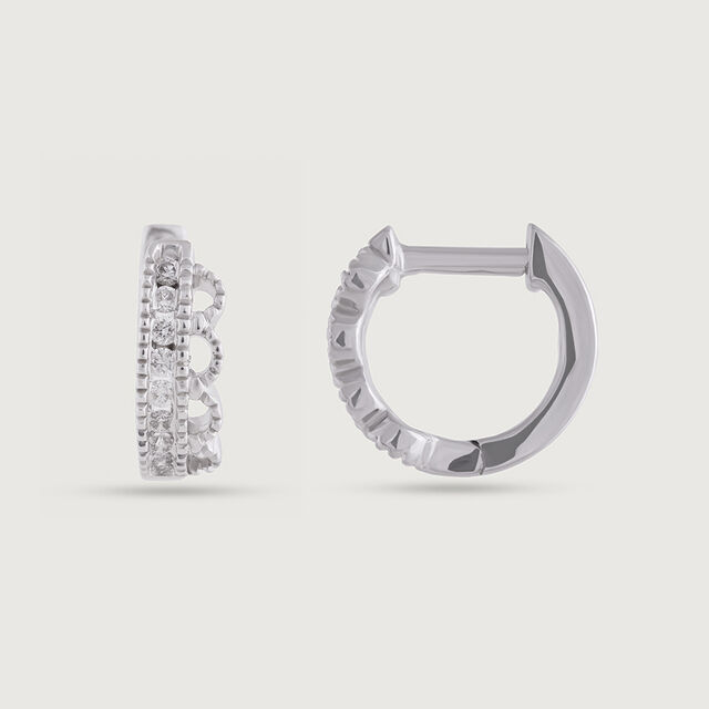 Classic Sleek Gold & Diamond Hoop Earrings,,hi-res image number null