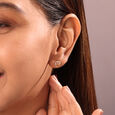 Swirl Elegance 14 Kt Gold & Diamond Stud Earrings,,hi-res view 2