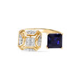 14KT Yellow Gold Azure Brilliance Blue Synthetic Finger Ring,,hi-res view 2