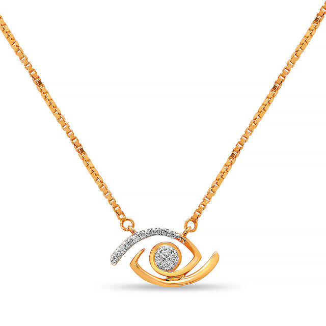 14KT Yellow Gold Geometric Evil Eye Necklace With Diamonds,,hi-res image number null